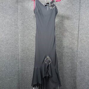 1970's Vintage Black Rayon Flapper Style Dress